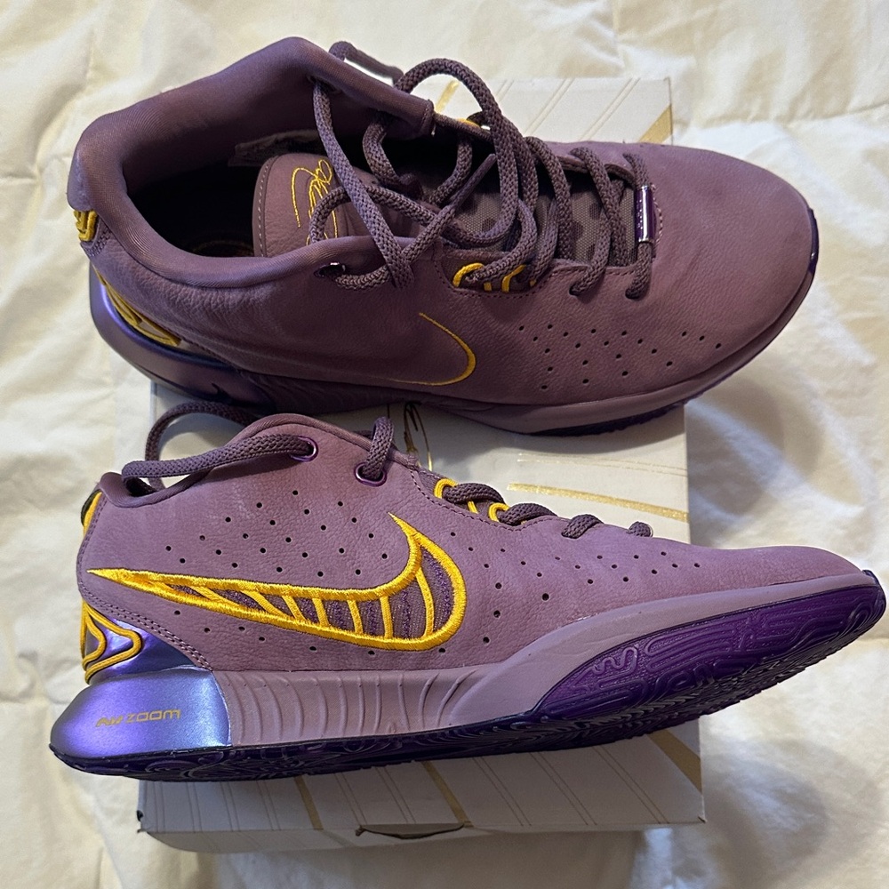 LeBron Nike Youth Athletic Shoes in Purple and Gold